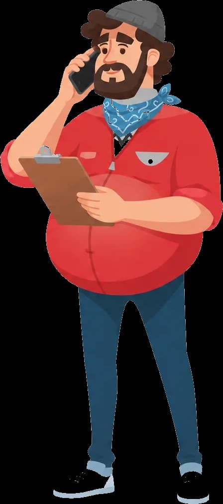 Mascote da Recolha de Entulho a coordenar um pedido por telefone
